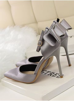 BIGTREE High-Heeled Stiletto Pointed Shoes Heel Height 10CM Grey  - Image 2