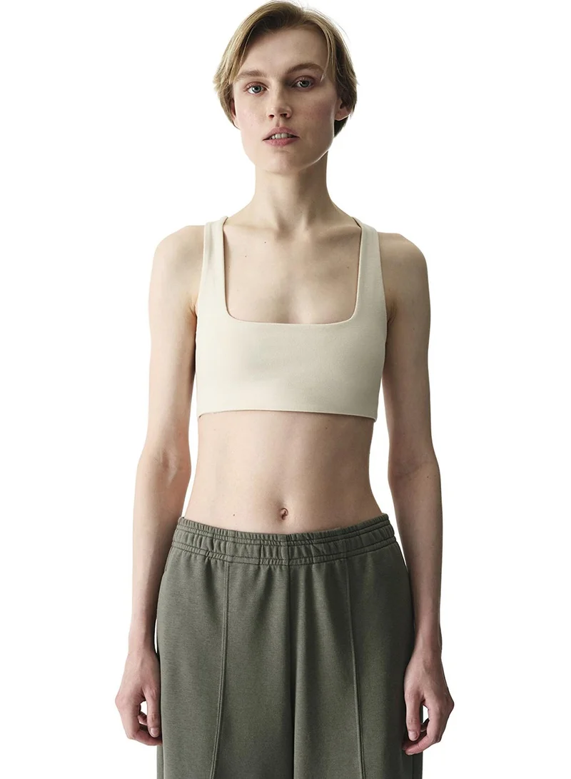 Penti Women's Cotton Modal Sports Blend Twisted Back Bra - Stone