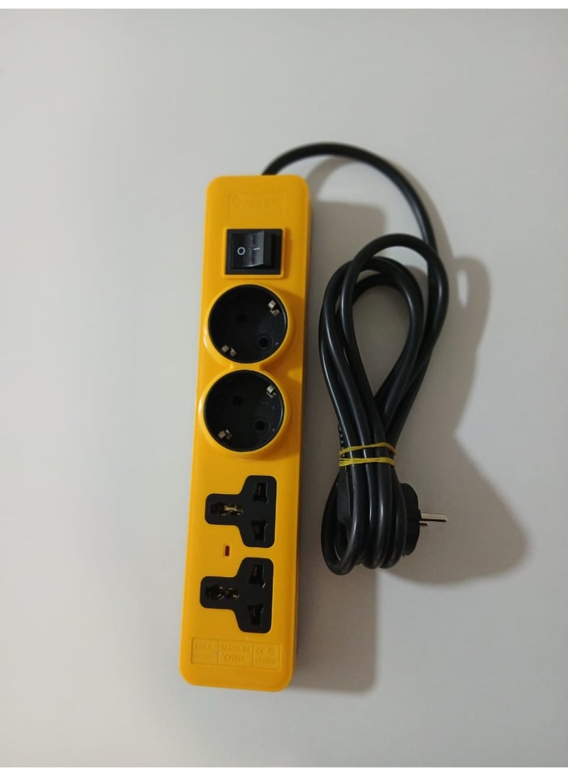 4-outlet power strip (2+2 outlets) with a 2-meter cable and a Turkish switch - Image 1