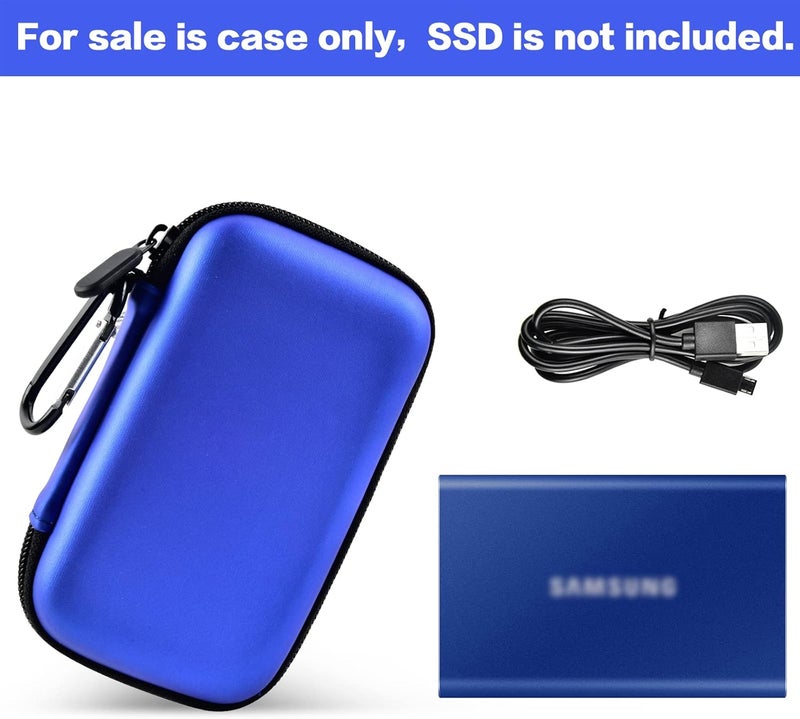 PAIYULE Case Compatible with Samsung T7/ T7 Touch Portable SSD 1TB 2TB 500GB USB 3.2 External Solid State Drive, Travel Carrying Storage Organizer Fits for USB Cables and More Accessories (Blue) - Image 4