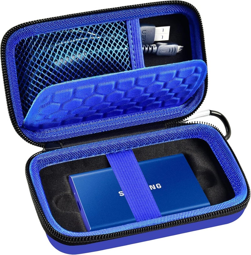 PAIYULE Case Compatible with Samsung T7/ T7 Touch Portable SSD 1TB 2TB 500GB USB 3.2 External Solid State Drive, Travel Carrying Storage Organizer Fits for USB Cables and More Accessories (Blue) - Image 1