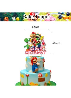 General Mario Party Decorations,Decorations for  Mario Birthday Party Supplies, Mario Party Supplies Includes Banner, Cake Toppers, Balloon for  Mario Theme Party Decorations  - Image 3