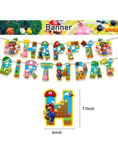 General Mario Party Decorations,Decorations for  Mario Birthday Party Supplies, Mario Party Supplies Includes Banner, Cake Toppers, Balloon for  Mario Theme Party Decorations  - Image 2