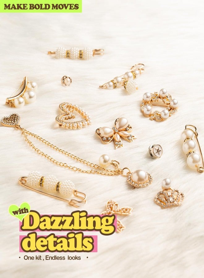 DoDoBeads 60 Pcs Junk Socks Charms Kit, Gold Charms for Socks, Brooches and Pins for Women, Charms for Socks Safety Pin, Junk Charms for Socks, Pearl Sock Charms, Rhinestone Junk Socks Charms - Image 4