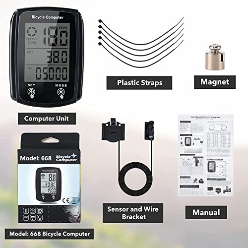Linist Wired Bicycle Computer,MPH KM/H Bicycle Computer,Digital LCD Backlight Display Bike Speedometer,Universal 19 Functions IP54 Waterproof Bicycle Speedometer - Image 5