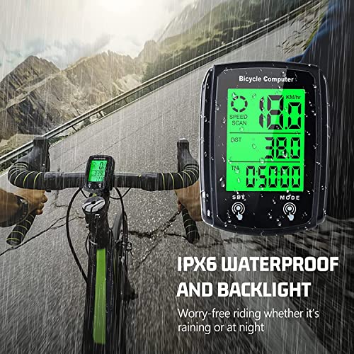 Linist Wired Bicycle Computer,MPH KM/H Bicycle Computer,Digital LCD Backlight Display Bike Speedometer,Universal 19 Functions IP54 Waterproof Bicycle Speedometer - Image 4
