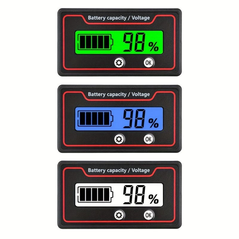 White LED Voltage Meter For Lithium Battery Charge Measurement At 12V 24V 36V 48V 60V And 72V - Image 1