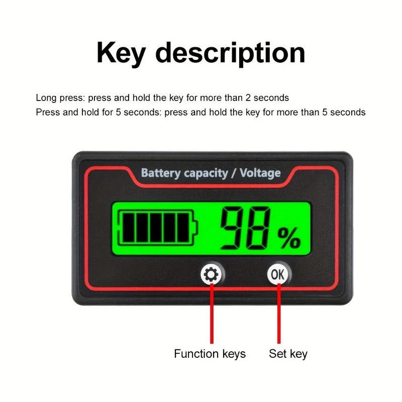 White LED Voltage Meter For Lithium Battery Charge Measurement At 12V 24V 36V 48V 60V And 72V - Image 5