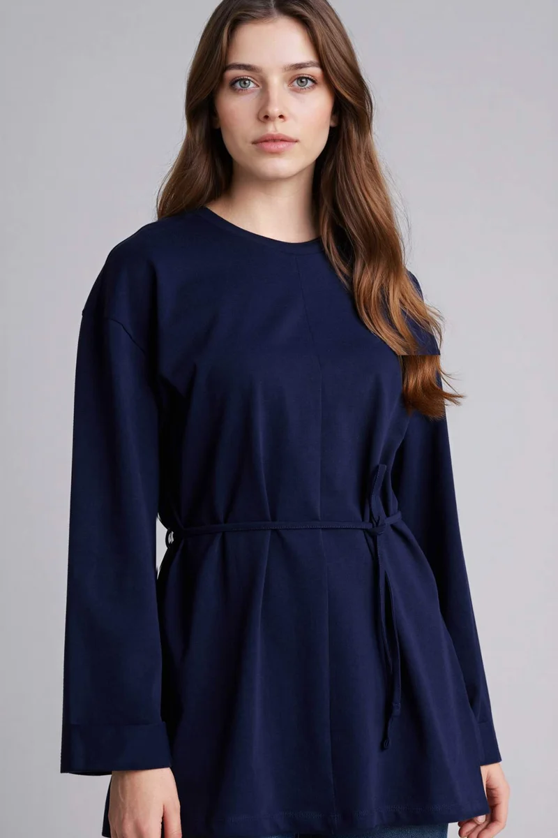 ديفاكتو Loose Fit Crew Neck Long Sleeve Tunic