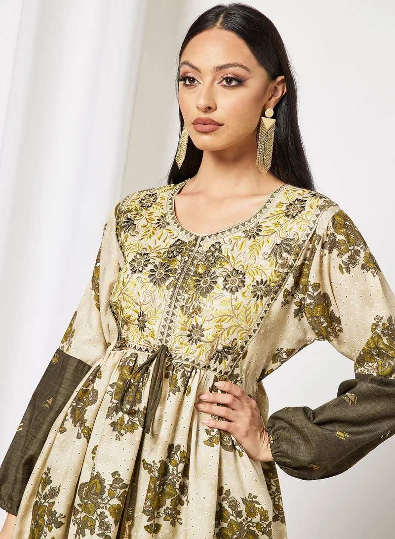 HANA & SARA 2-Piece Jalabiya And Pants Set With Matching Sheila