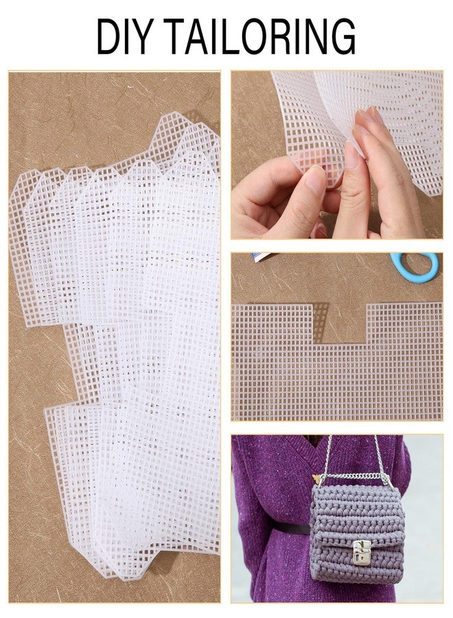 CHGCRAFT 6Pcs Plastic Mesh Canvas Sheets Bag Bottom Shaper Pads Purse Making Template for Yarn Crochet Embroidery Craft White Sheets for Acrylic Yarn Crafting Knit Crochet Projects - Image 4