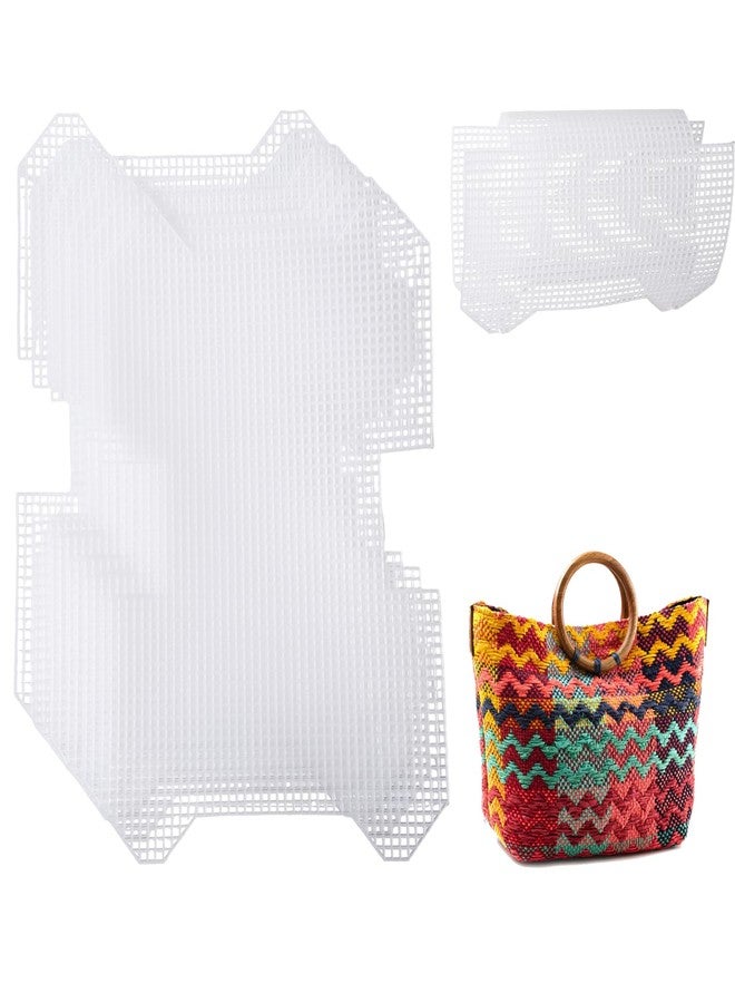 CHGCRAFT 6Pcs Plastic Mesh Canvas Sheets Bag Bottom Shaper Pads Purse Making Template for Yarn Crochet Embroidery Craft White Sheets for Acrylic Yarn Crafting Knit Crochet Projects - Image 1