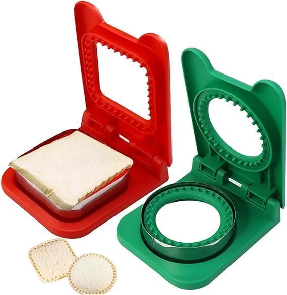 KACHKIT KACHKIT Sandwich Cutter Sealer PIS 2 Round and Sqaure Decruster Sandwich Maker Bread Toast Breakfast Making Mold Make and Freeze DIY Pocket Minis Kids Pocket Sealer Multicolor  - Image 1