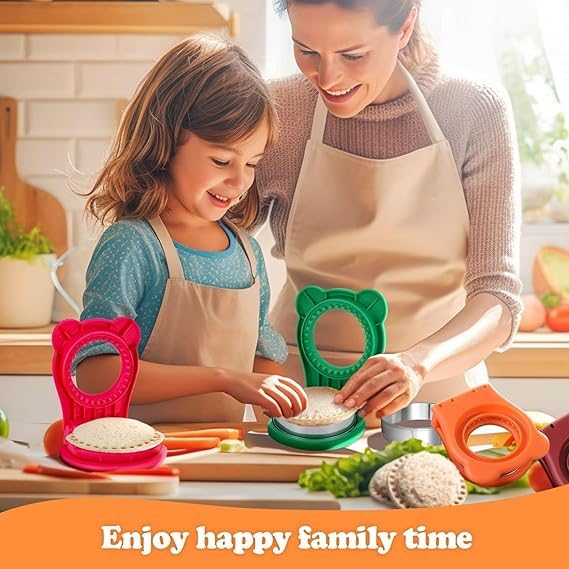 KACHKIT KACHKIT Sandwich Cutter Sealer PIS 2 Round and Sqaure Decruster Sandwich Maker Bread Toast Breakfast Making Mold Make and Freeze DIY Pocket Minis Kids Pocket Sealer Multicolor  - Image 3