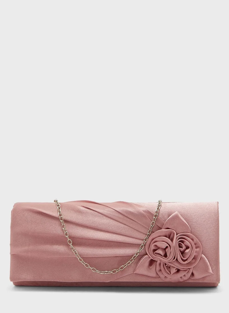 Ella Limited Edition Flower Trim Satin Clutch Bag