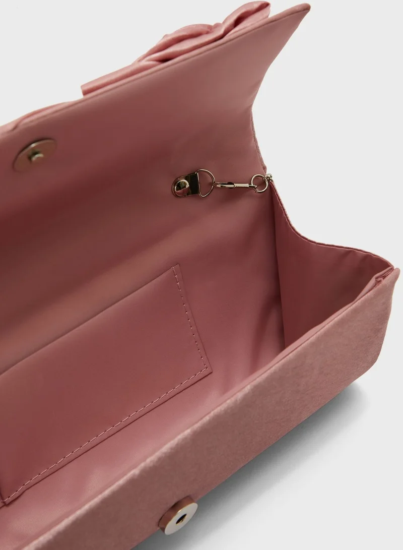 Ella Limited Edition Flower Trim Satin Clutch Bag