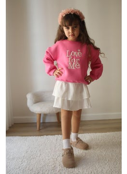 Miniğimin Cicileri My Little Ones Love Forme Embroidered Sweat Skirt Girl's Set - Pink  - Image 1