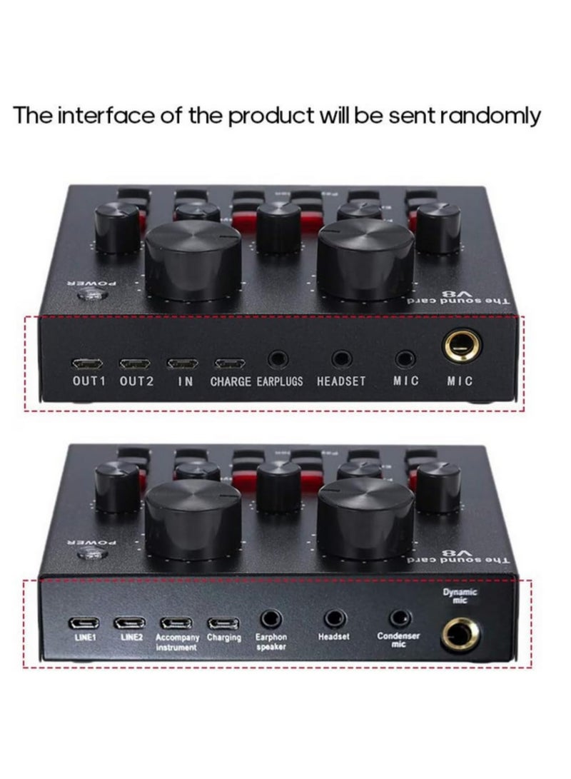 V8 USB Sound Card 112 Electric Sounds 18 Sound Effects 6 Modes External Audio Mixer with Bluetooth, Reverb  EQ Adjustments for Live Streaming, Karaoke, Recording for Headset/Microphone - Image 3