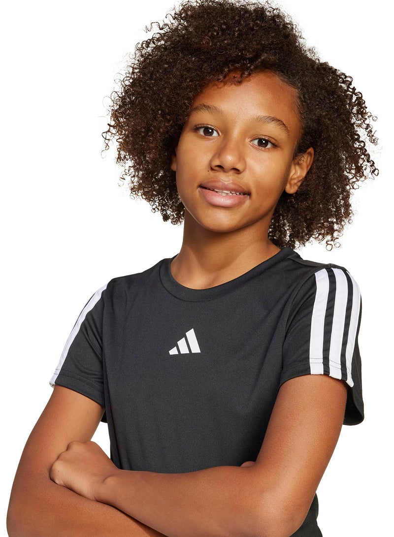 Adidas Youth Training Essential 3 Stripe T-Shirt  - Image 3