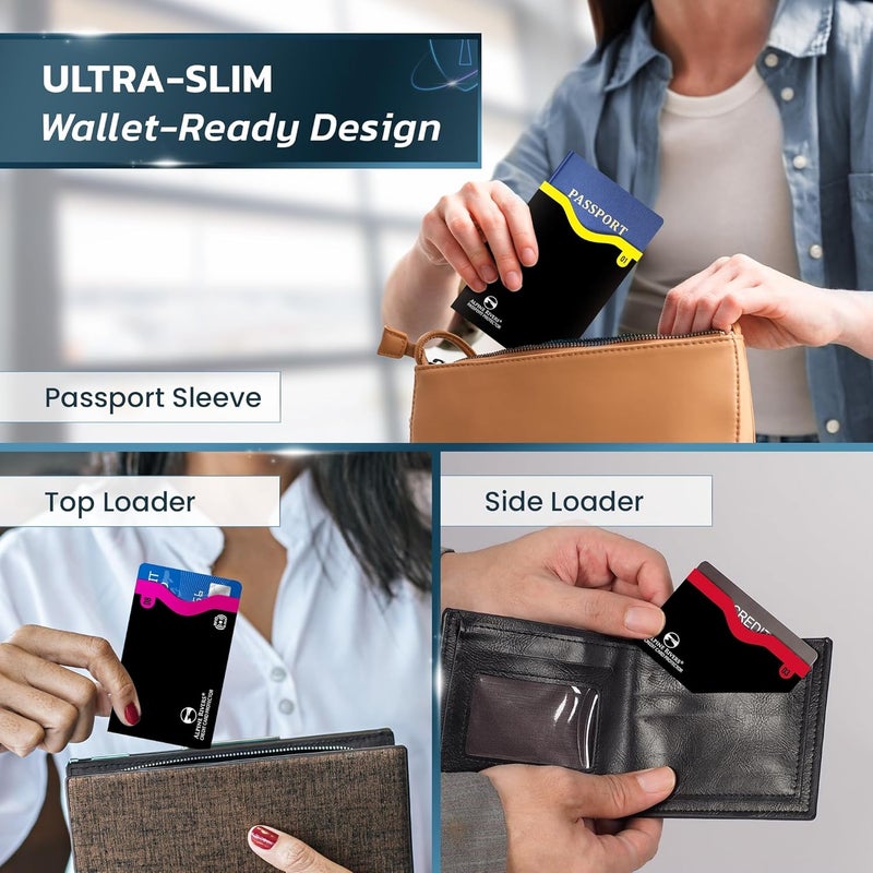 Alpine Rivers RFID Blocking Credit Card Sleeves 18-Piece Set – 14 Color-Coded Card Protectors with 4 Passport Holders – Slim Water-Resistant Anti-Theft Protection for Travel - Image 5
