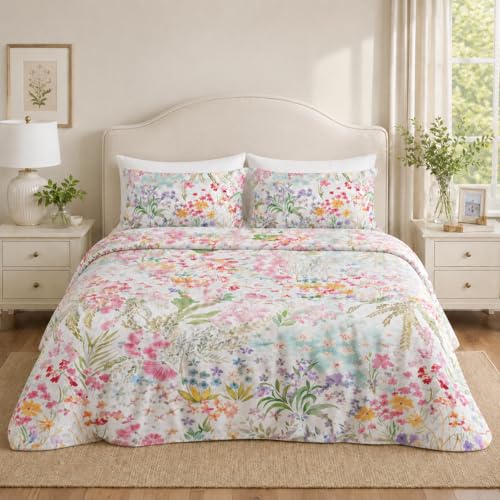 YIYEA Queen Sheet Set Luxury 1800TC Hotel Quality Double Brushed Microfiber Floral Bed Sheets for Queen Size Bed Ultra Soft Deep Pocket Shrinkage and Fade Resistant 4PC Queen - Image 1