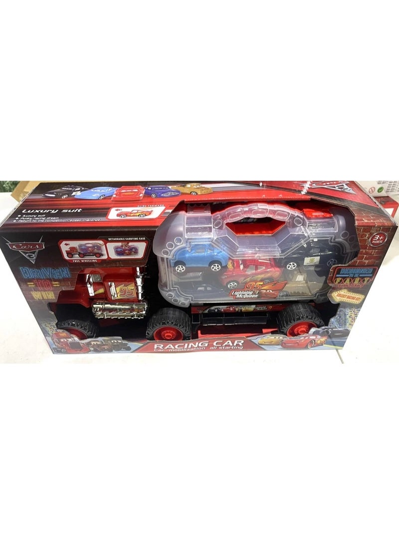 Transport Car Carrier Truck with  Stylish Metal Racing Cars and Carrying Case - Image 2