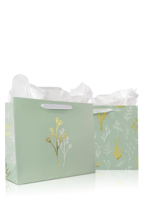 2pcs Large Gift Bags Paper Bags with Ribbon, Greeting Cards and Tissue Paper, Portable Party Bags with Handles,Perfect For Presents of Any Birthday, Weddings, Mothers Day & Special Occasion