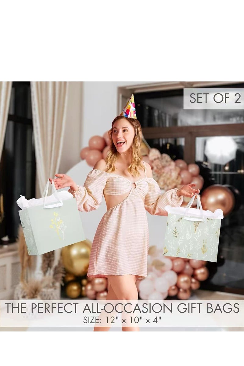جوسكوين حقيبة هدايا كبيرة ورقية مع شريط وبطائق تهنئة وورق ناعم، حقيبة احتفال محمولة مع مقابض، مثالية لأي هدايا مناسبات عيد ميلاد، زفاف، يوم الأم ومناسبات خاصة - Image 2