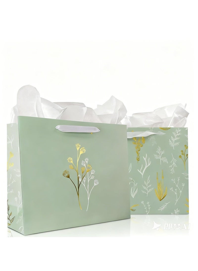 CUNUUDOOL 2pcs Large Gift Bags Paper Bags with Ribbon, Greeting Cards and Tissue Paper, Portable Party Bags with Handles,Perfect For Presents of Any Birthday, Weddings, Mothers Day & Special Occasion - Image 1