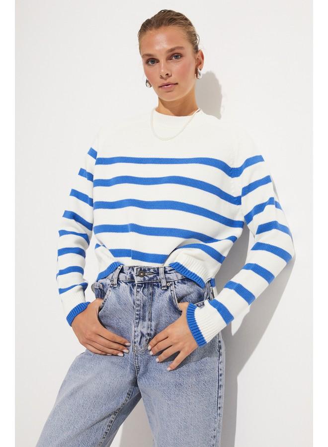 June Striped Sweater Blue - Image 1