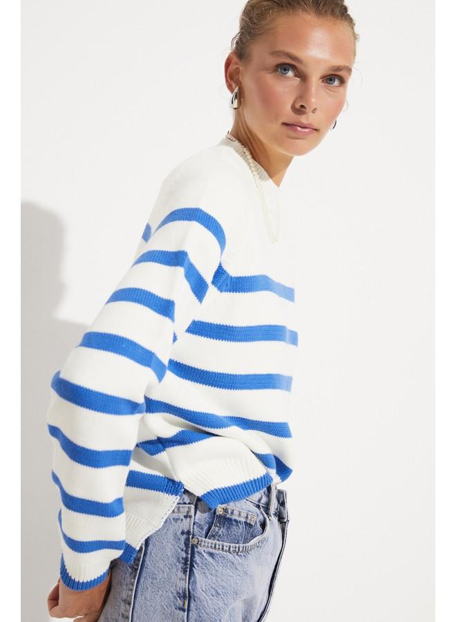 June Striped Sweater Blue - Image 3