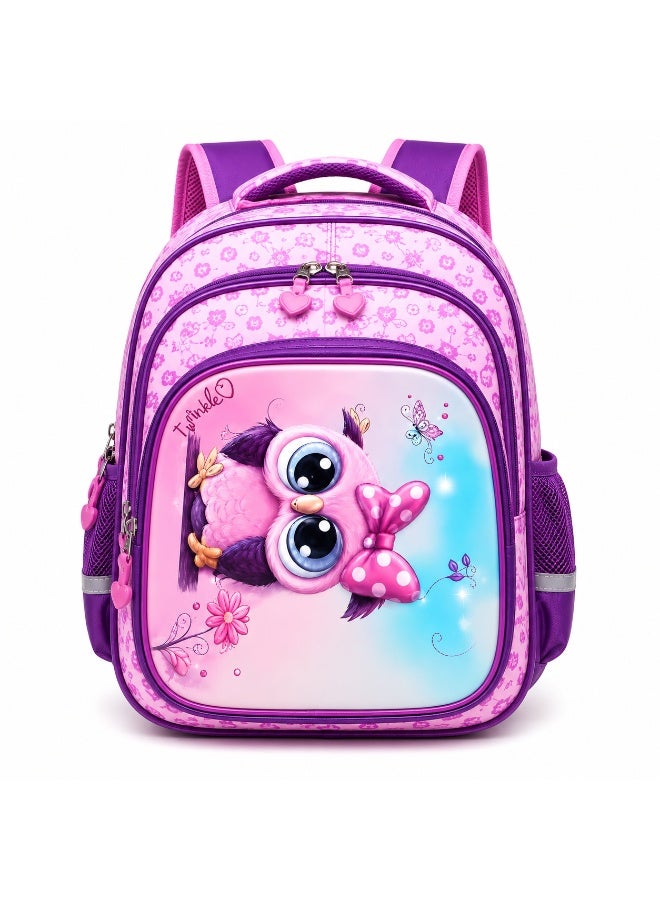 Ollie owl Theme 14 Inch School Backpack with Spacious Compartments | Lightweight Durable Water-Resistant Bag | Ergonomic Shoulder Straps, Multi-Pocket Storage for Daily Use, Travel & Office