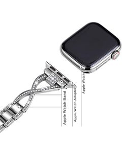 Ocean Bling Metal Bracelet Replacement Band For Apple Watch SE Series 8/7/6/5/4/3/2/1 (Silver, 38mm/40mm/41mm)  - Image 4