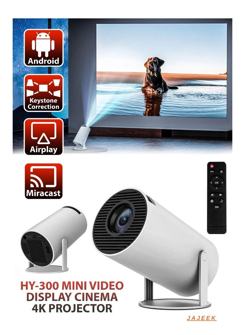 JAJEEK 120ANSI Lumens HD Smart Projector – Android 11, Portable Mini Cinema with 130 Inches Screen Display, 4K Support, 180° Rotating Screen, Home Movie Theater, Gaming, Video Presentations, Mobile Phone Projection - Image 1