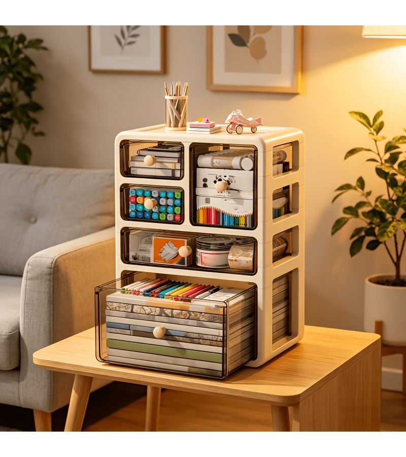 3 Layer Clear Plastic Drawer Cabinet Freestanding Large Capacity Desk Organizer Dustproof Moistureproof - Image 5