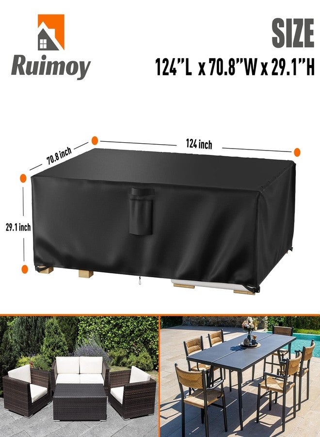 Ruimoy Patio Furniture Covers, Outdoor Furniture Cover Waterproof, General Purpose, Outside Table and Chair Covers, Heavy Duty 600D (124 Inch L x 70.8 Inch W x 29.1 Inch H) - Image 2