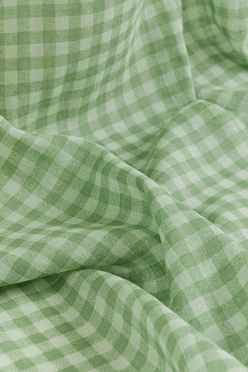 اتش اند ام ستائر من مزيج الكتان بنمط مربعات - قطعتين