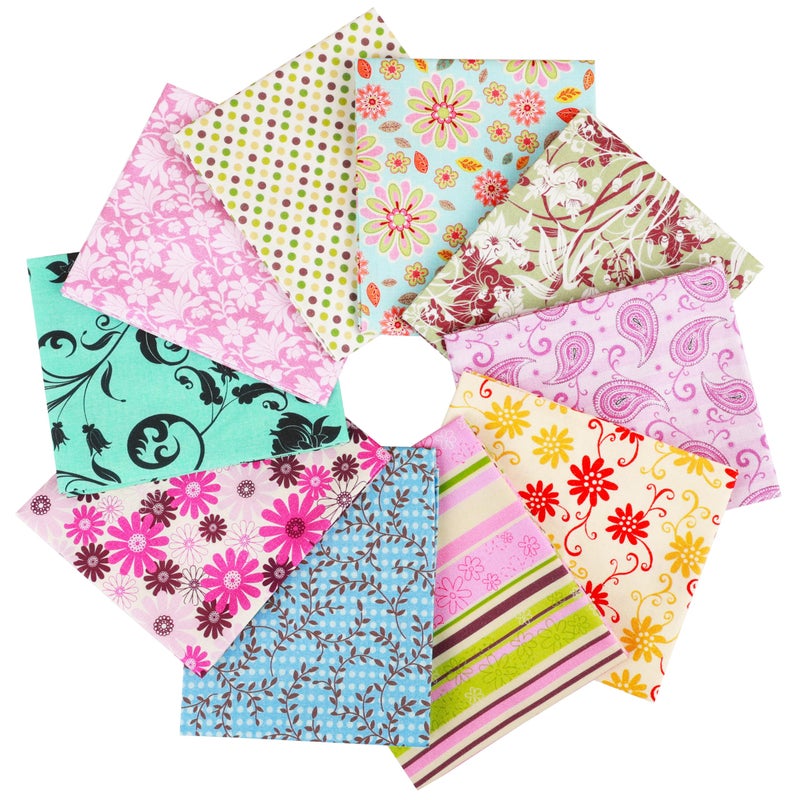 Craftido 25 Options 100 Cotton Quilting Fabric Bundles 10pcs Fat Quarters 18x21Medium Weight 52 oz for Quilting Sewing Project Patchwork DIY Crafts Floral