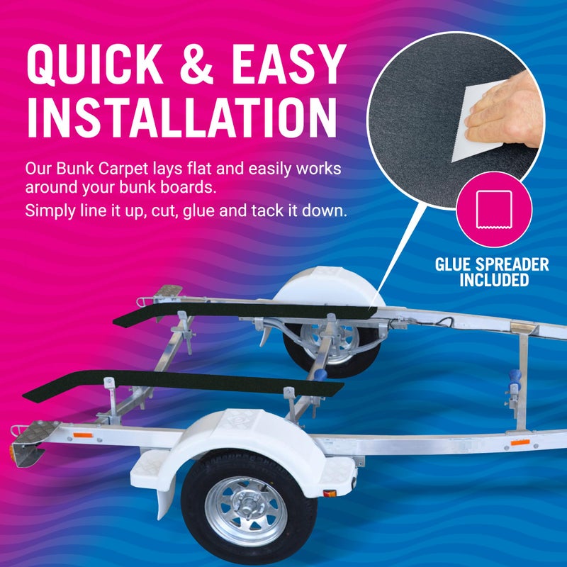 Better Boat Boat Trailer Bunk Carpet, Black Marine Carpet, 12" x 13' Replacement for Trailer Bunk Boards, Boat Lift Bunks, and Runners, 1 Pack, Durable Bunker Material Covers - Image 3