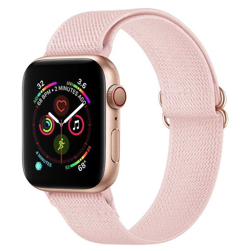 إيروريكس سوار ساعة من البوليستر والنايلون لساعات Apple Watch Series 9&8&7 41 مم / Se 3&Se 2&6&Se&5&4 40 مم / 3&2&1 38 مم (وردي رملي) - Image 1