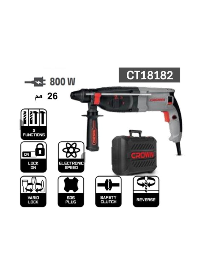 Crown Crown 26mm 800W Rotary Hammer with Plastic Case  - Image 2