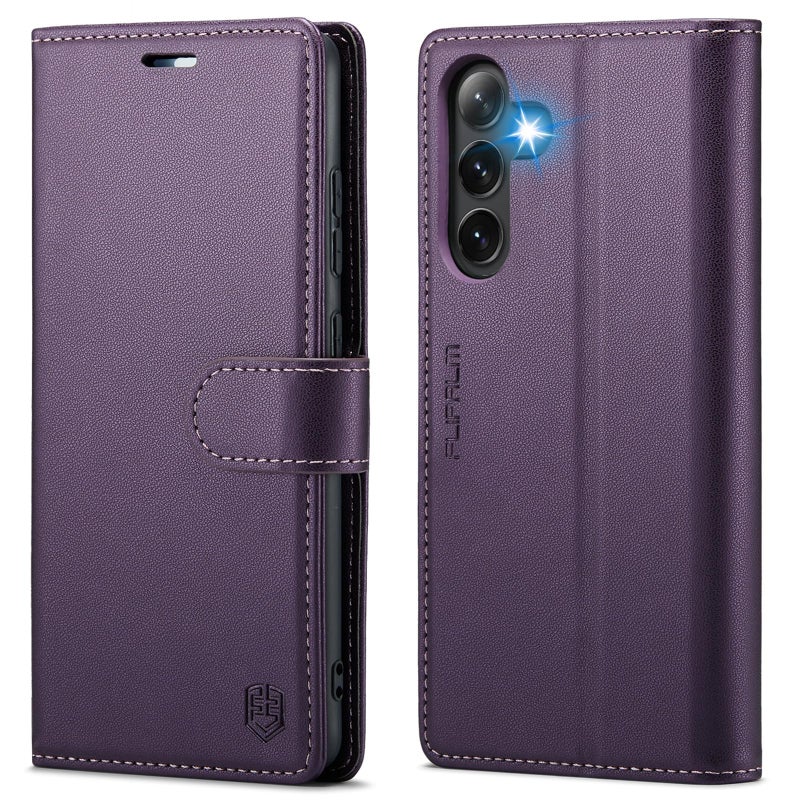 FLIPALM Wallet Case for Samsung Galaxy S25 Plus/S25+, RFID Blocking Credit Card Holder, PU Leather Folio Flip Kickstand Protective Shockproof Cover for Galaxy S25 Plus (Purple) - Image 1