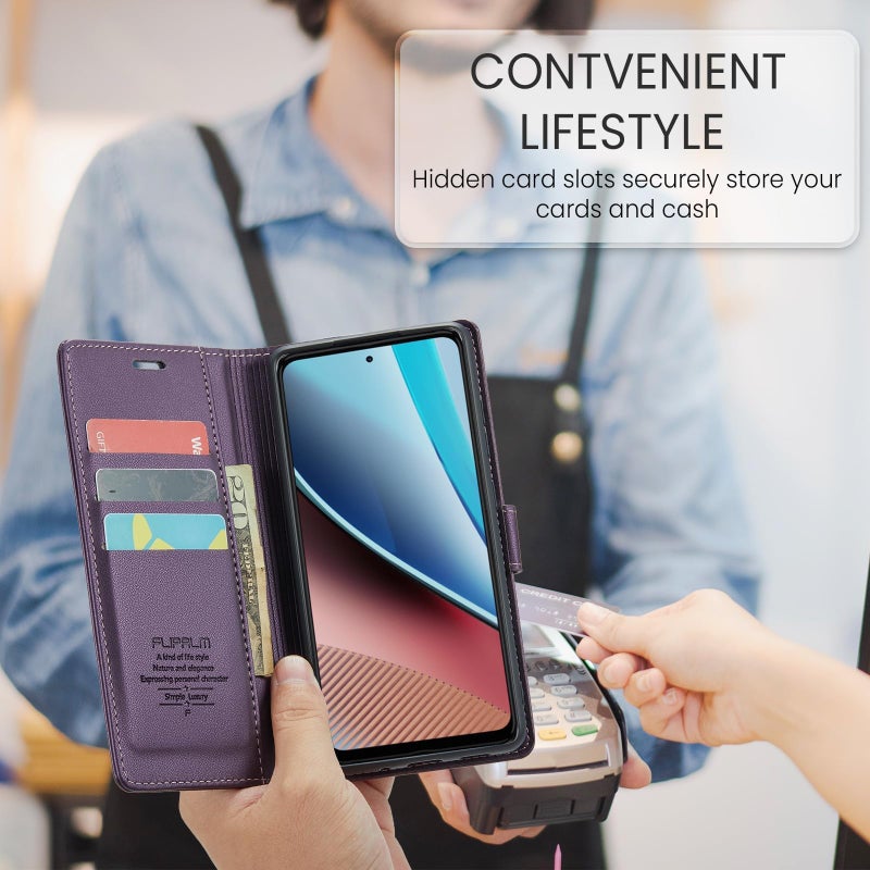 FLIPALM Wallet Case for Samsung Galaxy S25 Plus/S25+, RFID Blocking Credit Card Holder, PU Leather Folio Flip Kickstand Protective Shockproof Cover for Galaxy S25 Plus (Purple) - Image 5
