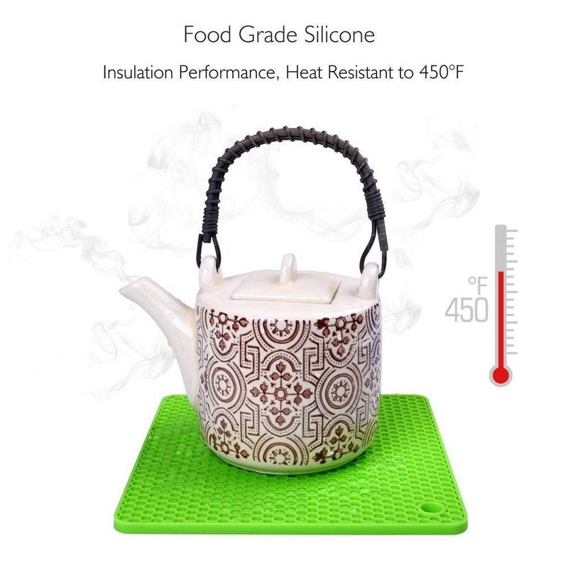 Asier Silicone Hot Heat Resistant Square Pot Holder Coaster Pads (Assorted Colour) - Pack of 4 Pieces - Image 4