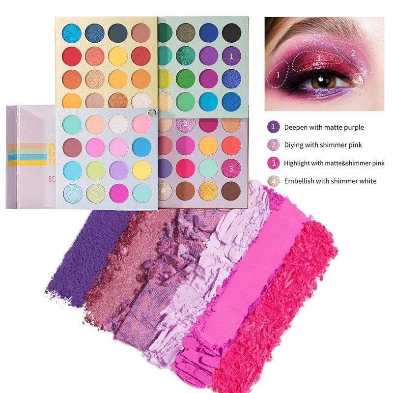 MYUANGO Makeup Palette Eyeshadow for Full Face, Color Twist 64 Pigmented Colors Eye Shadow for Eyes, Vegan Matte Shimmer Glitter Colorful 4 Tones in 1 - Image 3