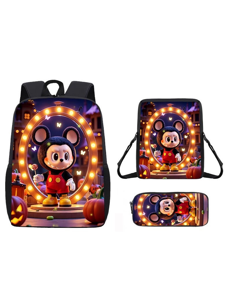 لابوبو حقيبة ظهر لابوبو المدرسية الابتدائية خفيفة الوزن، بطبعة كرتونية لطيفة للأطفال، مقاس 42*29*16 سم، وحقيبة غداء مقاس 26*18*6 سم، وحقيبة أقلام مقاس 11*22*2.5 سم. - Image 1