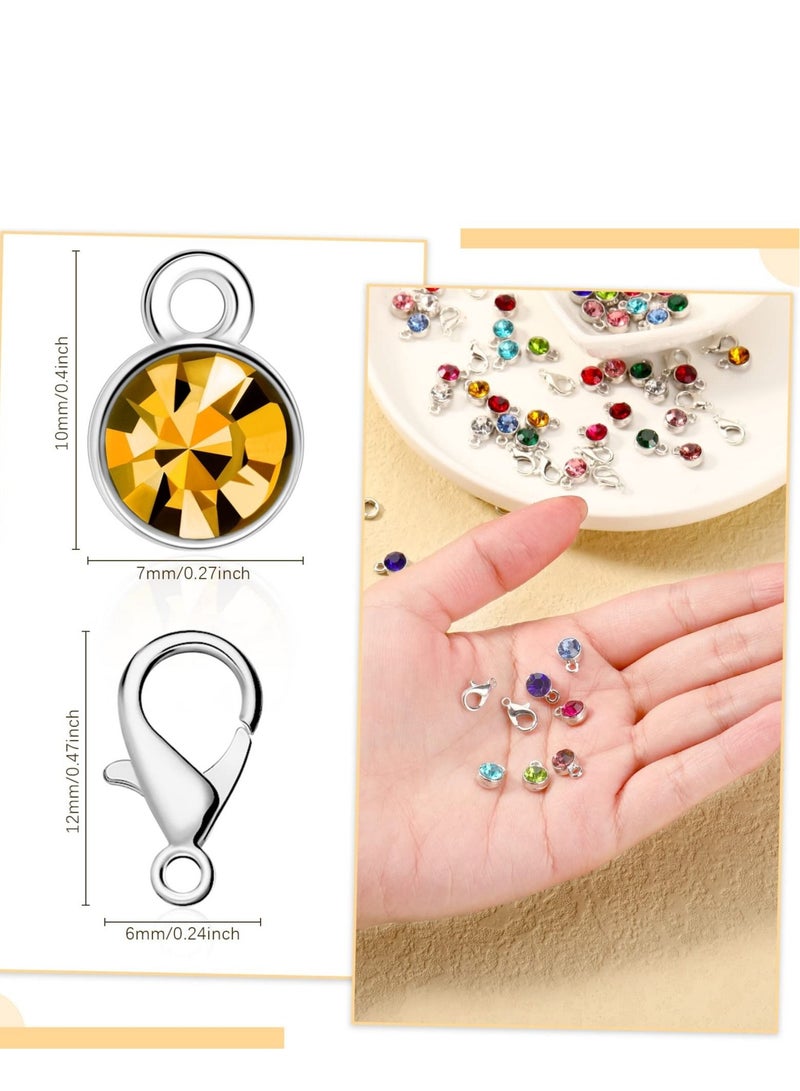 SYOSI 12 لون كريستال تعويذات حجر الميلاد خرز قلادة مع حلقات مختلطة مصنوعة يدويًا تعويذة كريستالية دائرية لمستلزمات صنع المجوهرات (120 قطعة) - Image 2