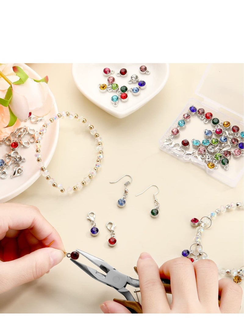 SYOSI 12 لون كريستال تعويذات حجر الميلاد خرز قلادة مع حلقات مختلطة مصنوعة يدويًا تعويذة كريستالية دائرية لمستلزمات صنع المجوهرات (120 قطعة) - Image 3