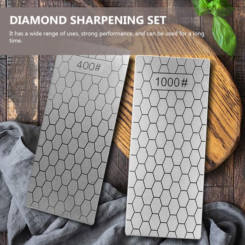 Zerodeko Diamond Sharpening Stone Set 2pcs 400# Amp; 1000# Grit Manual Sharpening Stones for Kitchen Knives Portable with Honeycomb Surface for Precise Edge Honing - Image 4