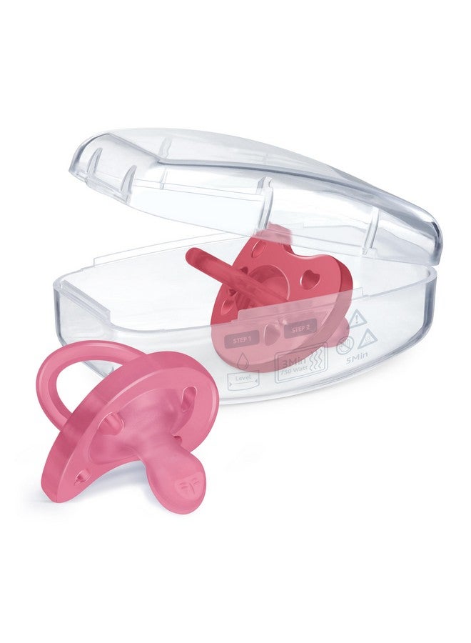 Chicco PhysioForma 100% Soft Silicone One Piece Pacifier for Babies 16-24 Months | BPA & Latex Free | Reusable Case | Dark Pink, 2pk - Image 3